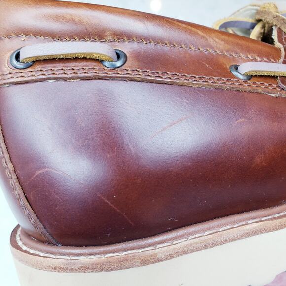 Huckberry RHODES Tahoe Boat Shoes Men's 10 Brown Leather Vibram Gumlite Sole EUC - Picture 15 of 15